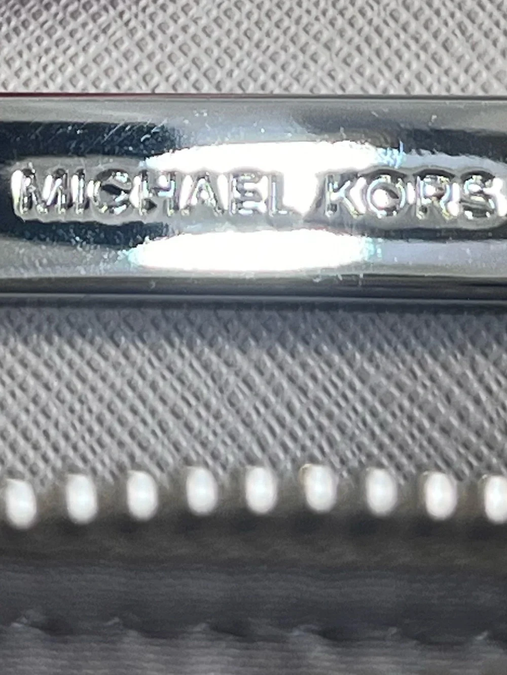Michael Kors Mercer Gunmetal Metallic Croc Embossed Leather Crossbody Bag NWOT